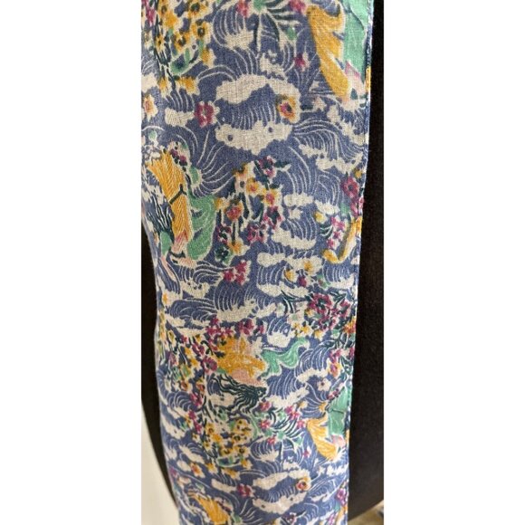 Vtg 1970’s Psychedelic Flowers Waves 20’s Flapper Scarf 74" x 6.5" All Cotton - Picture 7 of 9